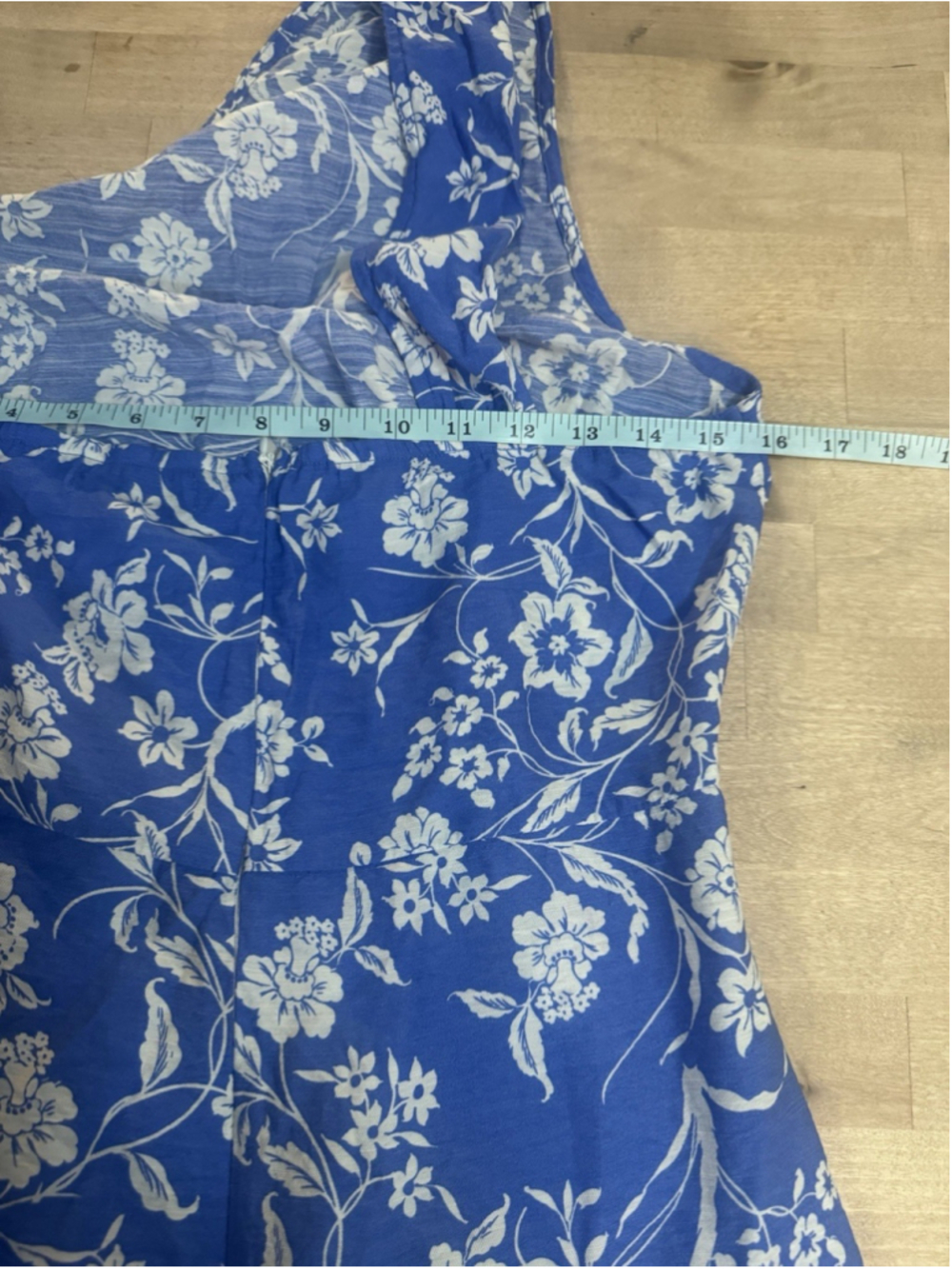 CUPSHE One-Shoulder Hawaiian Holiday Floral Blue White Dress Size XL - Picture 11 of 12